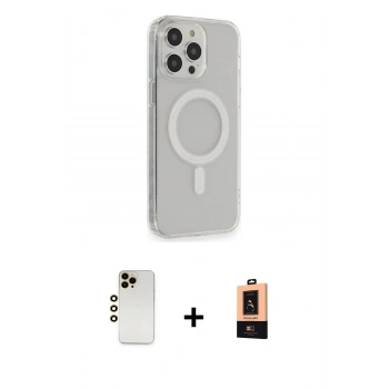 MARSİLYAN™- iPhone 13 Pro Max Kılıf Pusula Çizgi Koleksiyonu - Şeffaf Maxco Cam Ekran Koruyucu + Shine Kamera Lens - GD