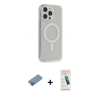 MARSİLYAN™- iPhone 13 Pro Max Kılıf Pusula Çizgi Koleksiyonu - Şeffaf Pasifik Cam Ekran Koruyucu + Shine Kamera Lens Koruma Cam - PE