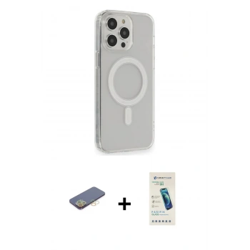 MARSİLYAN™- iPhone 13 Pro Max Kılıf Pusula Çizgi Koleksiyonu - Şeffaf Pasifik Cam Ekran Koruyucu + Renkli Kamera Lens Koruma Cam - SI
