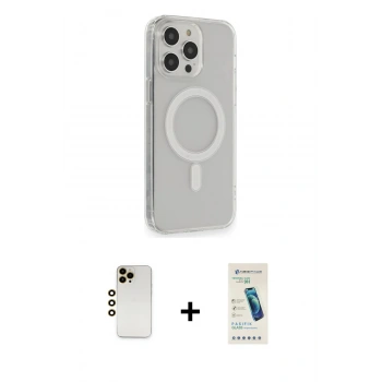 MARSİLYAN™- iPhone 13 Pro Max Kılıf Pusula Çizgi Koleksiyonu - Şeffaf Pasifik Cam Ekran Koruyucu + Shine Kamera Lens - GD