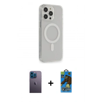 MARSİLYAN™- iPhone 13 Pro Max Kılıf Pusula Çizgi Koleksiyonu - Siyah 18D Cam Ekran Koruyucu + Neon Fosforlu Kamera Lens - MI