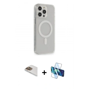 MARSİLYAN™- iPhone 13 Pro Max Kılıf Pusula Çizgi Koleksiyonu - Siyah 3D Antistatik Cam Ekran Koruyucu + Pers Alüminyum Kamera Lens - GD
