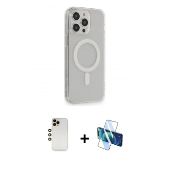 MARSİLYAN™- iPhone 13 Pro Max Kılıf Pusula Çizgi Koleksiyonu - Siyah 3D Antistatik Cam Ekran Koruyucu + Shine Kamera Lens - GD