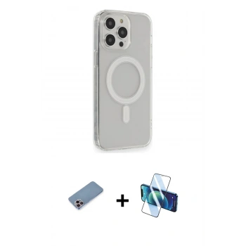 MARSİLYAN™- iPhone 13 Pro Max Kılıf Pusula Çizgi Koleksiyonu - Siyah 3D Antistatik Cam Ekran Koruyucu + Shine Kamera Lens Koruma Cam - PE
