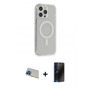 MARSİLYAN™- iPhone 13 Pro Max Kılıf Pusula Çizgi Koleksiyonu - Siyah 3D Antistatik Hayalet Cam Ekran Koruyucu + Rainbow Kamera Lens Koruma Cam - MI