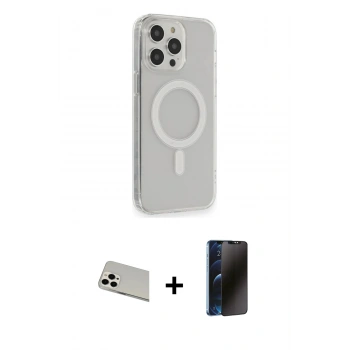 MARSİLYAN™- iPhone 13 Pro Max Kılıf Pusula Çizgi Koleksiyonu - Siyah 3D Antistatik Hayalet Cam Ekran Koruyucu + Rainbow Kamera Lens Koruma Cam - BZ