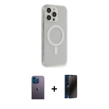 MARSİLYAN™- iPhone 13 Pro Max Kılıf Pusula Çizgi Koleksiyonu - Siyah 3D Antistatik Hayalet Cam Ekran Koruyucu + Neon Fosforlu Kamera Lens - MI