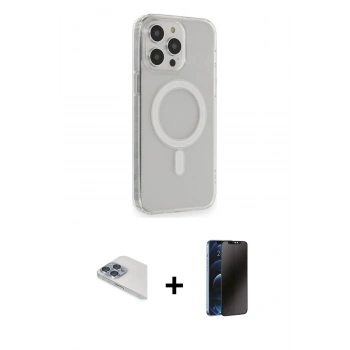 MARSİLYAN™- iPhone 13 Pro Max Kılıf Pusula Çizgi Koleksiyonu - Siyah 3D Antistatik Hayalet Cam Ekran Koruyucu + Pers Alüminyum Kamera Lens - SABE