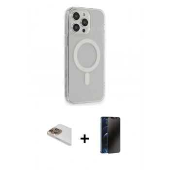 MARSİLYAN™- iPhone 13 Pro Max Kılıf Pusula Çizgi Koleksiyonu - Siyah 3D Antistatik Hayalet Cam Ekran Koruyucu + Pers Alüminyum Kamera Lens - GD