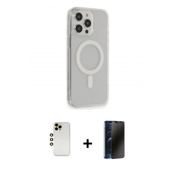 MARSİLYAN™- iPhone 13 Pro Max Kılıf Pusula Çizgi Koleksiyonu - Siyah 3D Antistatik Hayalet Cam Ekran Koruyucu + Shine Kamera Lens - GD