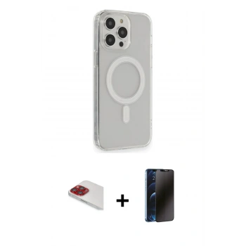 MARSİLYAN™- iPhone 13 Pro Max Kılıf Pusula Çizgi Koleksiyonu - Siyah 3D Antistatik Hayalet Cam Ekran Koruyucu + Pers Alüminyum Kamera Lens - KI