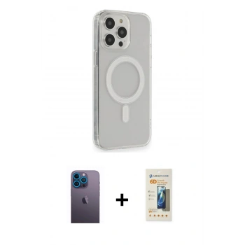 MARSİLYAN™- iPhone 13 Pro Max Kılıf Pusula Çizgi Koleksiyonu - Siyah 6D Mat Seramik Hayalet Nano Ekran Koruyucu + Neon Fosforlu Kamera Lens - MI