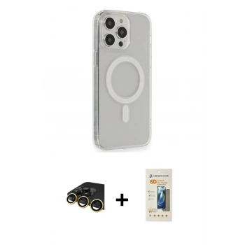 MARSİLYAN™- iPhone 13 Pro Max Kılıf Pusula Çizgi Koleksiyonu - Siyah 6D Mat Seramik Hayalet Nano Ekran Koruyucu + Raze Metal Kamera Lens - GD