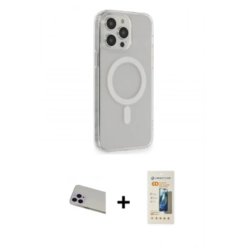 MARSİLYAN™- iPhone 13 Pro Max Kılıf Pusula Çizgi Koleksiyonu - Siyah 6D Mat Seramik Hayalet Nano Ekran Koruyucu + Rainbow Kamera Lens Koruma Cam - MR