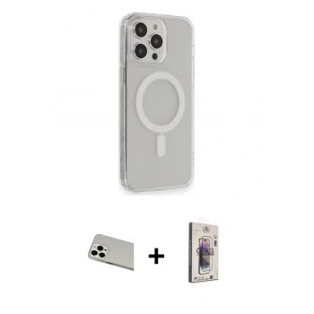 MARSİLYAN™- iPhone 13 Pro Max Kılıf Pusula Çizgi Koleksiyonu - Siyah Bilvis 3D Cam Ekran Koruyucu + Rainbow Kamera Lens Koruma Cam - BZ