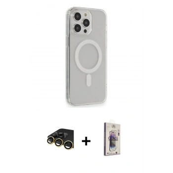 MARSİLYAN™- iPhone 13 Pro Max Kılıf Pusula Çizgi Koleksiyonu - Siyah Bilvis 3D Cam Ekran Koruyucu + Raze Metal Kamera Lens - GD