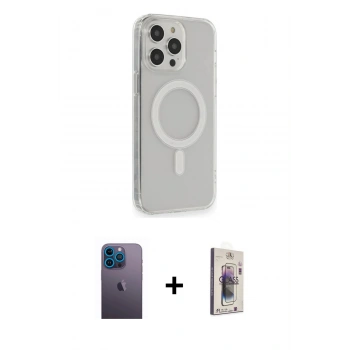 MARSİLYAN™- iPhone 13 Pro Max Kılıf Pusula Çizgi Koleksiyonu - Siyah Bilvis 3D Cam Ekran Koruyucu + Neon Fosforlu Kamera Lens - MI