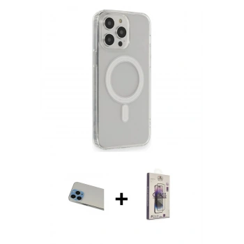 MARSİLYAN™- iPhone 13 Pro Max Kılıf Pusula Çizgi Koleksiyonu - Siyah Bilvis 3D Cam Ekran Koruyucu + Rainbow Kamera Lens Koruma Cam - MI