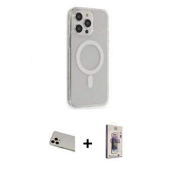 MARSİLYAN™- iPhone 13 Pro Max Kılıf Pusula Çizgi Koleksiyonu - Siyah Bilvis 3D Cam Ekran Koruyucu + Rainbow Kamera Lens Koruma Cam - REGD