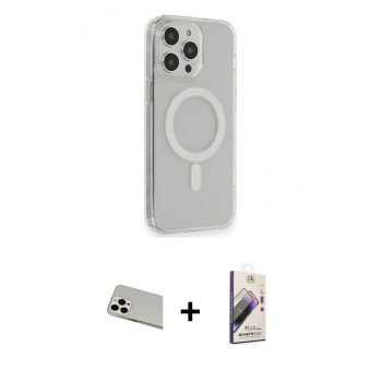 MARSİLYAN™- iPhone 13 Pro Max Kılıf Pusula Çizgi Koleksiyonu - Siyah Bilvis 3D Mat Cam Ekran Koruyucu + Rainbow Kamera Lens Koruma Cam - BZ