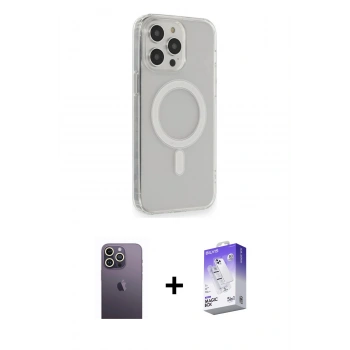 MARSİLYAN™- iPhone 13 Pro Max Kılıf Pusula Çizgi Koleksiyonu - Siyah Bilvis 5in1 3D Magic Cam Ekran Koruyucu + Neon Fosforlu Kamera Lens - BZ
