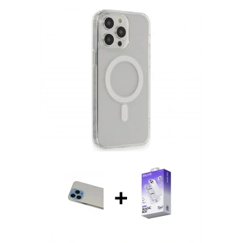 MARSİLYAN™- iPhone 13 Pro Max Kılıf Pusula Çizgi Koleksiyonu - Siyah Bilvis 5in1 3D Magic Cam Ekran Koruyucu + Rainbow Kamera Lens Koruma Cam - MI