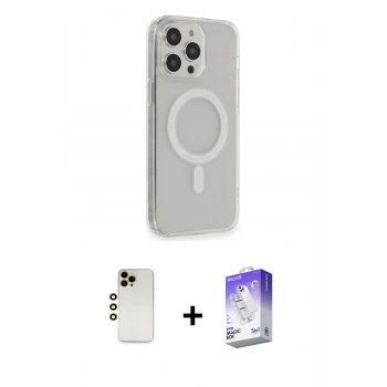 MARSİLYAN™- iPhone 13 Pro Max Kılıf Pusula Çizgi Koleksiyonu - Siyah Bilvis 5in1 3D Magic Cam Ekran Koruyucu + Shine Kamera Lens - GD