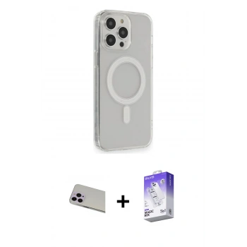 MARSİLYAN™- iPhone 13 Pro Max Kılıf Pusula Çizgi Koleksiyonu - Siyah Bilvis 5in1 3D Magic Cam Ekran Koruyucu + Rainbow Kamera Lens Koruma Cam - MR