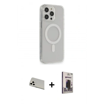 MARSİLYAN™- iPhone 13 Pro Max Kılıf Pusula Çizgi Koleksiyonu - Siyah Bilvis Hayalet Cam Ekran Koruyucu + Rainbow Kamera Lens Koruma Cam - BZ