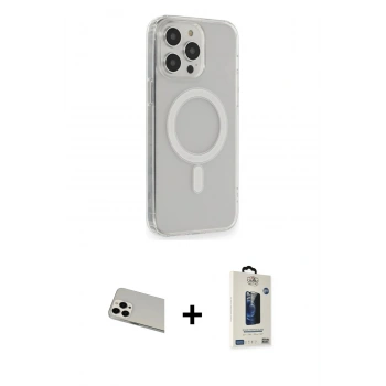 MARSİLYAN™- iPhone 13 Pro Max Kılıf Pusula Çizgi Koleksiyonu - Siyah Bilvis Hayalet Cam Ekran Koruyucu + Rainbow Kamera Lens Koruma Cam - BZ