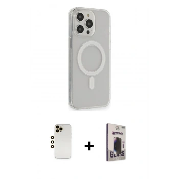 MARSİLYAN™- iPhone 13 Pro Max Kılıf Pusula Çizgi Koleksiyonu - Siyah Bilvis Hayalet Cam Ekran Koruyucu + Shine Kamera Lens - GD