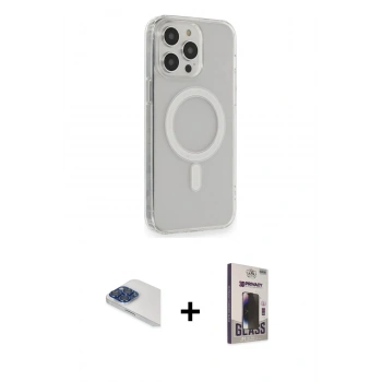 MARSİLYAN™- iPhone 13 Pro Max Kılıf Pusula Çizgi Koleksiyonu - Siyah Bilvis Hayalet Cam Ekran Koruyucu + Pers Alüminyum Kamera Lens - LT