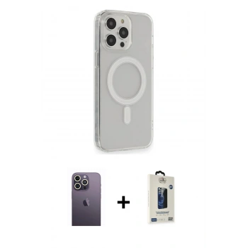 MARSİLYAN™- iPhone 13 Pro Max Kılıf Pusula Çizgi Koleksiyonu - Siyah Bilvis Hayalet Cam Ekran Koruyucu + Neon Fosforlu Kamera Lens - BZ