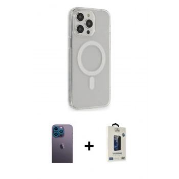 MARSİLYAN™- iPhone 13 Pro Max Kılıf Pusula Çizgi Koleksiyonu - Siyah Bilvis Hayalet Cam Ekran Koruyucu + Neon Fosforlu Kamera Lens - MI