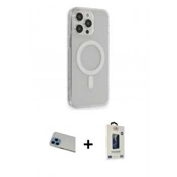 MARSİLYAN™- iPhone 13 Pro Max Kılıf Pusula Çizgi Koleksiyonu - Siyah Bilvis Hayalet Cam Ekran Koruyucu + Rainbow Kamera Lens Koruma Cam - MI