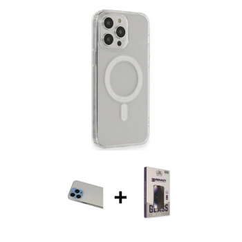 MARSİLYAN™- iPhone 13 Pro Max Kılıf Pusula Çizgi Koleksiyonu - Siyah Bilvis Hayalet Cam Ekran Koruyucu + Rainbow Kamera Lens Koruma Cam - MI