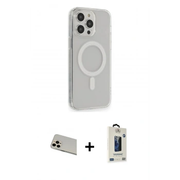MARSİLYAN™- iPhone 13 Pro Max Kılıf Pusula Çizgi Koleksiyonu - Siyah Bilvis Hayalet Cam Ekran Koruyucu + Rainbow Kamera Lens Koruma Cam - REGD