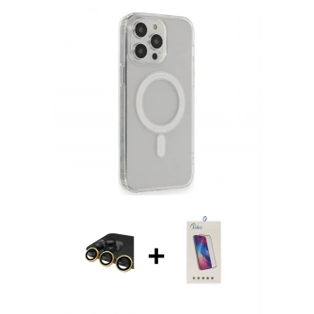 MARSİLYAN™- iPhone 13 Pro Max Kılıf Pusula Çizgi Koleksiyonu - Siyah Joko 5D Cam + Raze Metal Kamera Lens - GD