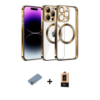 MARSİLYAN™- iPhone 13 Pro Max Kılıf Pusula Form - Şeffaf Maxco Cam Ekran Koruyucu + Shine Kamera Lens Koruma Cam - PE