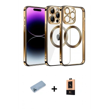 MARSİLYAN™- iPhone 13 Pro Max Kılıf Pusula Form - Şeffaf Maxco Cam Ekran Koruyucu + Shine Kamera Lens Koruma Cam - MI