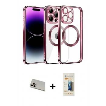 MARSİLYAN™- iPhone 13 Pro Max Kılıf Pusula Form - Siyah 6D Mat Seramik Hayalet Nano Ekran Koruyucu + Rainbow Kamera Lens Koruma Cam - REGD