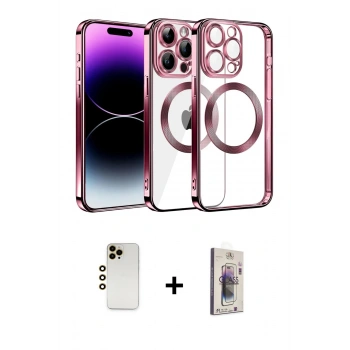 MARSİLYAN™- iPhone 13 Pro Max Kılıf Pusula Form - Siyah Bilvis 3D Cam Ekran Koruyucu + Shine Kamera Lens - GD