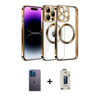 MARSİLYAN™- iPhone 13 Pro Max Kılıf Pusula Form - Siyah Bilvis Hayalet Cam Ekran Koruyucu + Neon Fosforlu Kamera Lens - MI