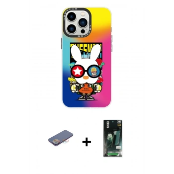 MARSİLYAN™- iPhone 13 Pro Max Kılıf Siluet Çizgi Koleksiyonu - Şeffaf 360 Full Body Arka Koruyucu + Renkli Kamera Lens Koruma Cam - PE