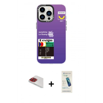 MARSİLYAN™- iPhone 13 Pro Max Kılıf Siluet Çizgi Koleksiyonu - Şeffaf Pasifik Cam Ekran Koruyucu + Pers Alüminyum Kamera Lens - KI