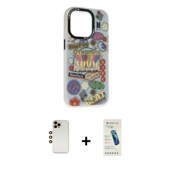MARSİLYAN™- iPhone 13 Pro Max Kılıf Siluet Çizgi Koleksiyonu - Şeffaf Pasifik Cam Ekran Koruyucu + Shine Kamera Lens - GD