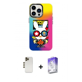 MARSİLYAN™- iPhone 13 Pro Max Kılıf Siluet Çizgi Koleksiyonu - Siyah Bilvis 5in1 3D Magic Cam Ekran Koruyucu + Shine Kamera Lens - GD