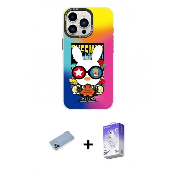 MARSİLYAN™- iPhone 13 Pro Max Kılıf Siluet Çizgi Koleksiyonu - Siyah Bilvis 5in1 3D Magic Cam Ekran Koruyucu + Shine Kamera Lens Koruma Cam - MI