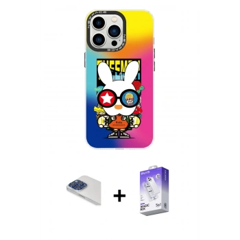 MARSİLYAN™- iPhone 13 Pro Max Kılıf Siluet Çizgi Koleksiyonu - Siyah Bilvis 5in1 3D Magic Cam Ekran Koruyucu + Pers Alüminyum Kamera Lens - LT