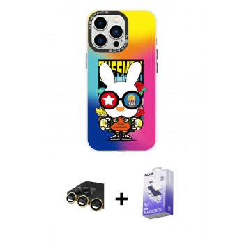 MARSİLYAN™- iPhone 13 Pro Max Kılıf Siluet Çizgi Koleksiyonu - Siyah Bilvis 5in1 5D Magic Hayalet Cam Ekran Koruyucu + Raze Metal Kamera Lens - GD